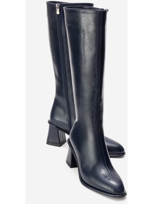 Luvi Paradis Lacivert Cilt Kadın Kalın Topuklu Çizme