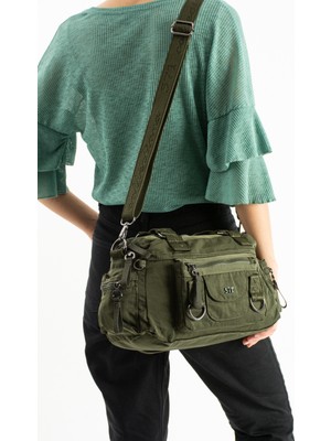 Çanta Trend Yumuşak Dokulu Ultra Hafif, Su Geçirmez Polyamid Kumaş Omuz ve Kol Çantası Haki Model: (571-13-14K)