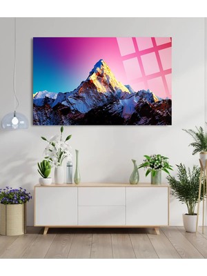 Marsilyan Harika Dağ Manzarası Kırılmaz Cam Tablo, Ev ve Ofis Hediyesi Yüksek Çözünürlüklü 4mm Lüks Tablo