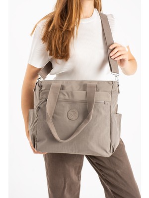 Çanta Trend Model Kadın Büyük Boy Bölmeli Suya Dayanıklı Paraşüt Kumaş Çapraz ve Omuz Askılı Çanta