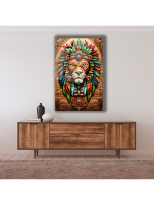 Renkli Aslan Cam Tablo