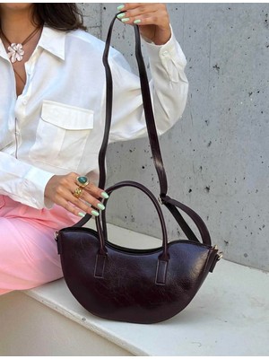 Çanta Trend *** Kadın Kayık Model Bordo El ve Omuz Çantası