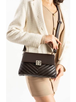 Çanta Trend *** Kadın Kahverengi Çift Askılı El ve Omuz Çantası