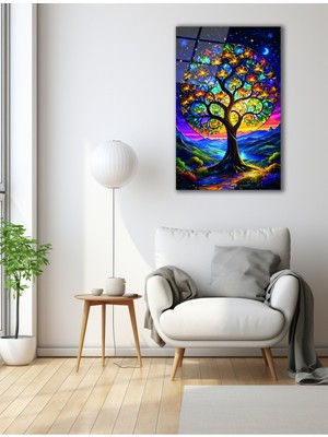 Vitray Daireli Hayat Ağacı Cam Tablo
