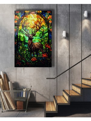 Marsilyan Vitray Geyik Cam Tablo