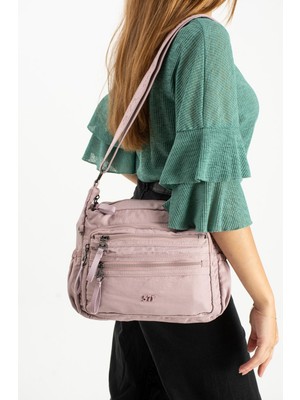 Çanta Trend Yumuşak Dokulu Ultra Hafif, Su Geçirmez Polyamid Kumaş Omuz Çantası Pembe Model: (571-13-14D)