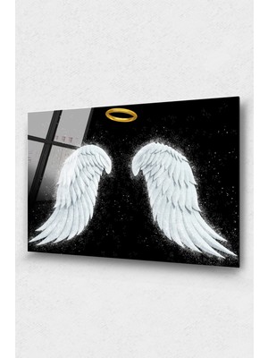 Melek Kanatları Cam Tablo, Duvar Dekor, Büyük Tablo, Cam Duvar Tablo