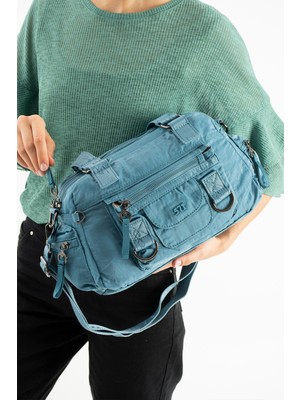 Çanta Trend Yumuşak Dokulu Ultra Hafif, Su Geçirmez Polyamid Kumaş Omuz ve Kol Çantası Mavi Model: (571-13-14K)