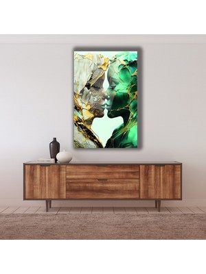 Marsilyan Modern Renkli Yapraklı Gül Cam Tablo