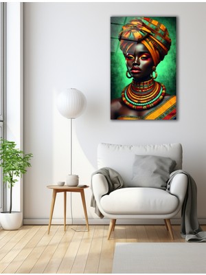 Marsilyan Afrikalı Kadın Portresi Cam Tablo