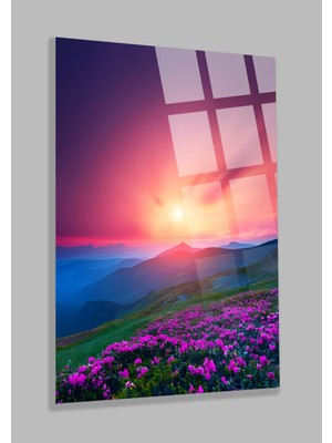 Marsilyan Ultra Yüksek Çözünürlüklü Mavi Çiçek Dağ Görseli Ev, Ofis, Hediyesi