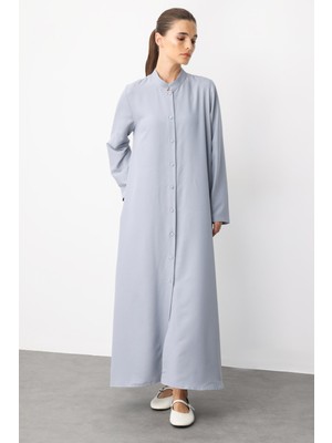 Micca Mesh Sırt Desen İşleme İpekçe Kumaş Spor Kap- Elbise- Ferace-Gri