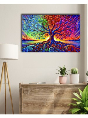 Marsilyan Çok Renkli Hayat Ağacı Cam Tablo