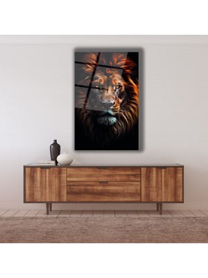 Yetişkin Aslan Cam Tablo