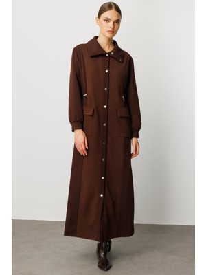 Micca Otto ve Krep Doku Kumaş Mix Aksesuar Detaylı İçi Astarlı Spor Trench / Kap-Kahve