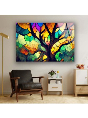 Marsilyan Lekeli Hayat Ağacı Temperli Cam Duvar Tablosu