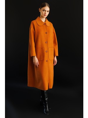 Micca Sweety Yün İçerikli Astarsız Kaban Yada Kap Olarak Kullanım Sunan Trench Kaban-Tarçın