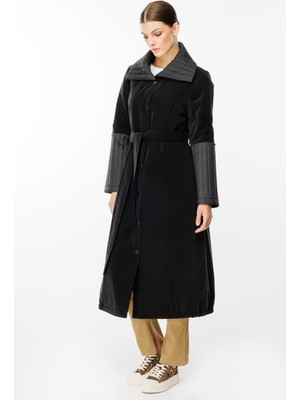 Micca Ray Kapitone Detaylı Özel Mat Kumaş Içi Dolgulu Spor Manto Kaban-Siyah