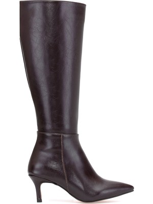 Ayakkabı Fuarı Elit BRK612C Kadın Topuklu Çizme Kahverengi