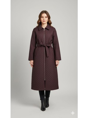 Micca HZR Fermuar Detaylı Jakar Kapitone Spor Trench Kap PLUS-MOR