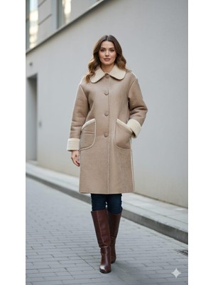 Micca Çift Taraflı Kullanım İmkanlı Zamansız Hafif Manto Kaban-Taş