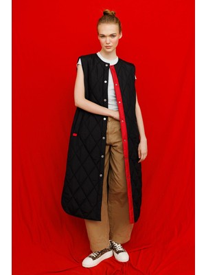 Micca Armonia Çıt Çıt Kapamalı Renk Detayları ile Süslenmiş Zamansız Spor Yelek-Siyah