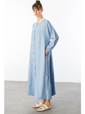 Micca Ss Kontrast Biye Detaylı Ribana Yaka Spor Ipekçe Doku Kap/ Ferace-Mavi