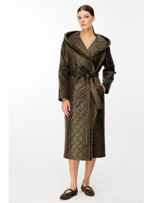 Micca Sorf (Suni) Kürk Garni Baharlık Hafif Içi Dolgulu Spor Trenç Kap Kaban-Haki