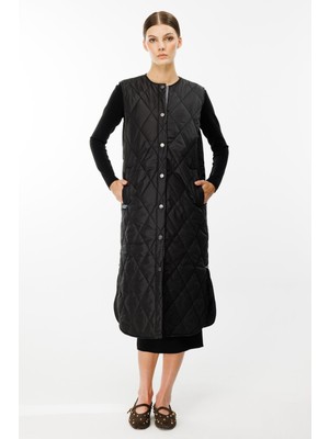 Micca MRN Çizgi Detaylı Zamansız Kapitone Yelek.-Siyah