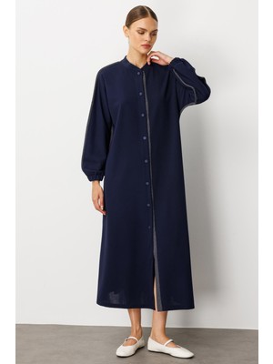 Micca Krep Esnek Doku Bürümcük Garni Detaylı Rahat Kap Ferace-Laci