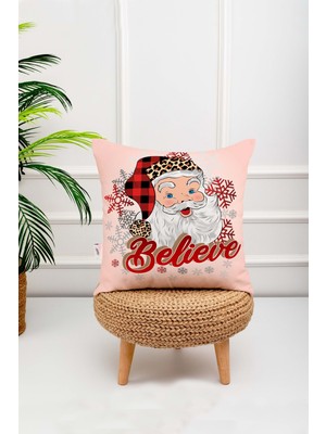 Empressco Yılbaşı Temalı Pembe Noel Baba Desenli Dijital Baskılı Kırlent Kılıfı