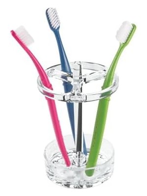 Idesign-Idesign Diş Farı Tutucu, Plastikten Yapılmış Büyük Diş Suyu Tutucu, 3 Diş Fırçası ve Elektrikli Diş Yuvaları Için Diş Fırçası Tutucu, Şeffaf