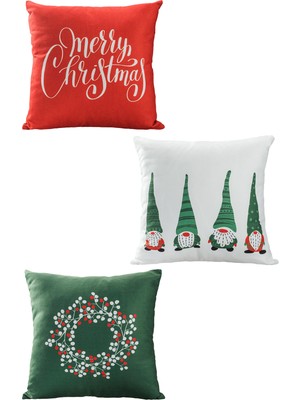 Empressco 3'lü Renkli Noel Dekoratif Kırlent Kılıfı Seti 43X43 Cm, Şık ve Canlı Dekorasyon Seçeneği
