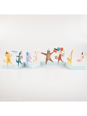 Meri - Animal Parade Concertina Card - Hayvanlar Geçit Töreni Tebrik Kartı