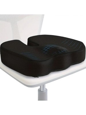 Ortopedik Oturma Minderi Visko Cocix Elastik Minder Basur Minderi Oturma Simidi Yastığı Hemoroid Yastık, Figiza, Siyah, Standart