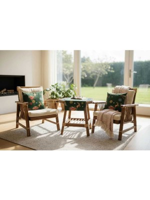 Empressco Yeşil Yılbaşı Temalı Kırlent Kılıfı ve Runner Seti 3'lü Dekoratif Yardımcı Set