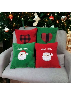 Empressco Yeşil Çocuk Odası Dekoratif Pelüş Noel Baba Yastık 30X30