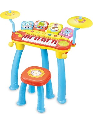 Mikrofonlu 24 Tuşlu Mp3 Çalar Piyano Mavi