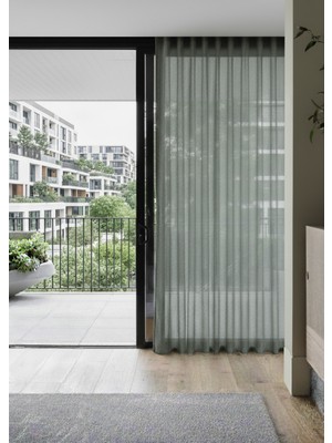 Ran Perde Modern Panama Keten Tül Perde - Koyu Yeşil - Pileli Dikim 1x2,5 Pile - KTN11