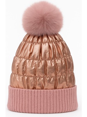 Aydın Şapkacınız Kadın Kışlık Paraşüt Kumaş Ponponlu Polar Astarlı Bere Şapka