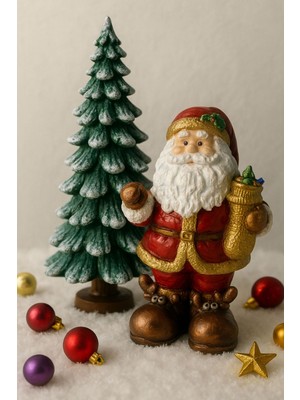 Empressco El Yapımı Yılbaşı Ağacı ve Noel Baba Biblo Seti, Renkli ve Şık Dekorasyon.
