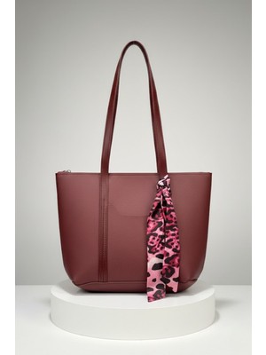 Random Shopping Fularlı Cep Detaylı Fermuarlı El ,kol ve Omuz Çantası 30/35 cm