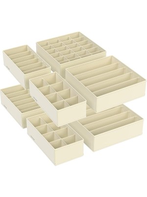 Iç Çamaşırı Düzenleyici 8'li Set, Çekmece Düzenleyici, Katlanabilir, Elbise Dolabı, Saklama Kutusu, Kumaş Kutular, Saklama, Sütyen, Çorap, Kravat Için, Bej RUS008M01