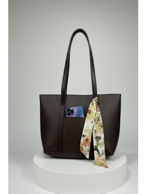 Random Shopping Fularlı Cep Detaylı Fermuarlı El ,kol ve Omuz Çantası 30/35 cm