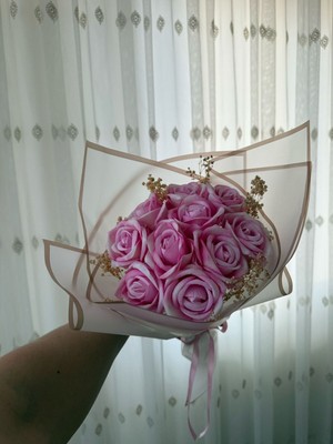 Pembe Beyaz Gül Buketi 10 Lu Anne Çiçeği Gelin Isteme Söz 10 Adet