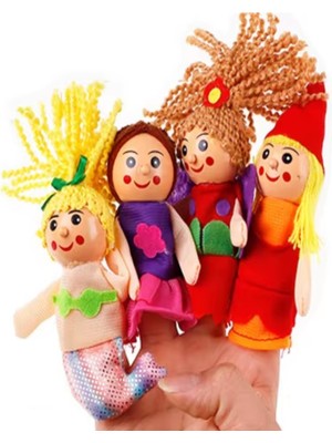 Empressco Renkli 4lü Ahşap Parmak Kukla Seti, Çocuklar Için Masal ve Zeka Gelişim Oyunu