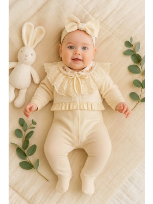 Ozz Baby Yeni Doğan Kız  Bebek 3-6-9 Ay Mobil Dantelli Tulum Ister Sade Ister Süslü