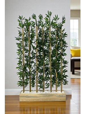 Fupe Shop Yapay Çiçek Kalın Bambu Çubuk Ahşap Saksı Doğal Naturel Renk Seperatör Paravan