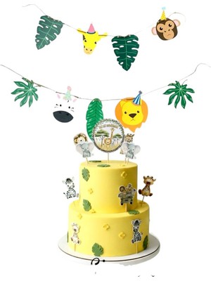 Sinem Gift Safari Doğum Günü Konsepti - Safari Pasta Süsü - Safari Cupcake Süsü - Saferi Banner