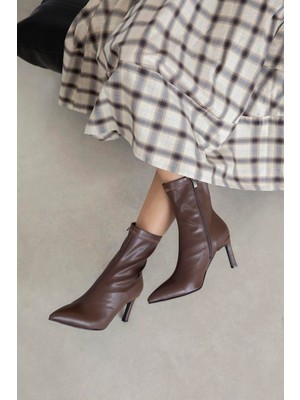 Straswans Erıca Kadın Streç Deri  Bot Kahve